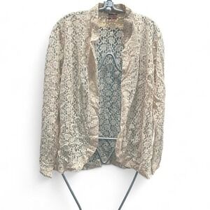 Tan lace sheer cover up/cardigan size L (L6) 22" ptp by Tudor‎ park